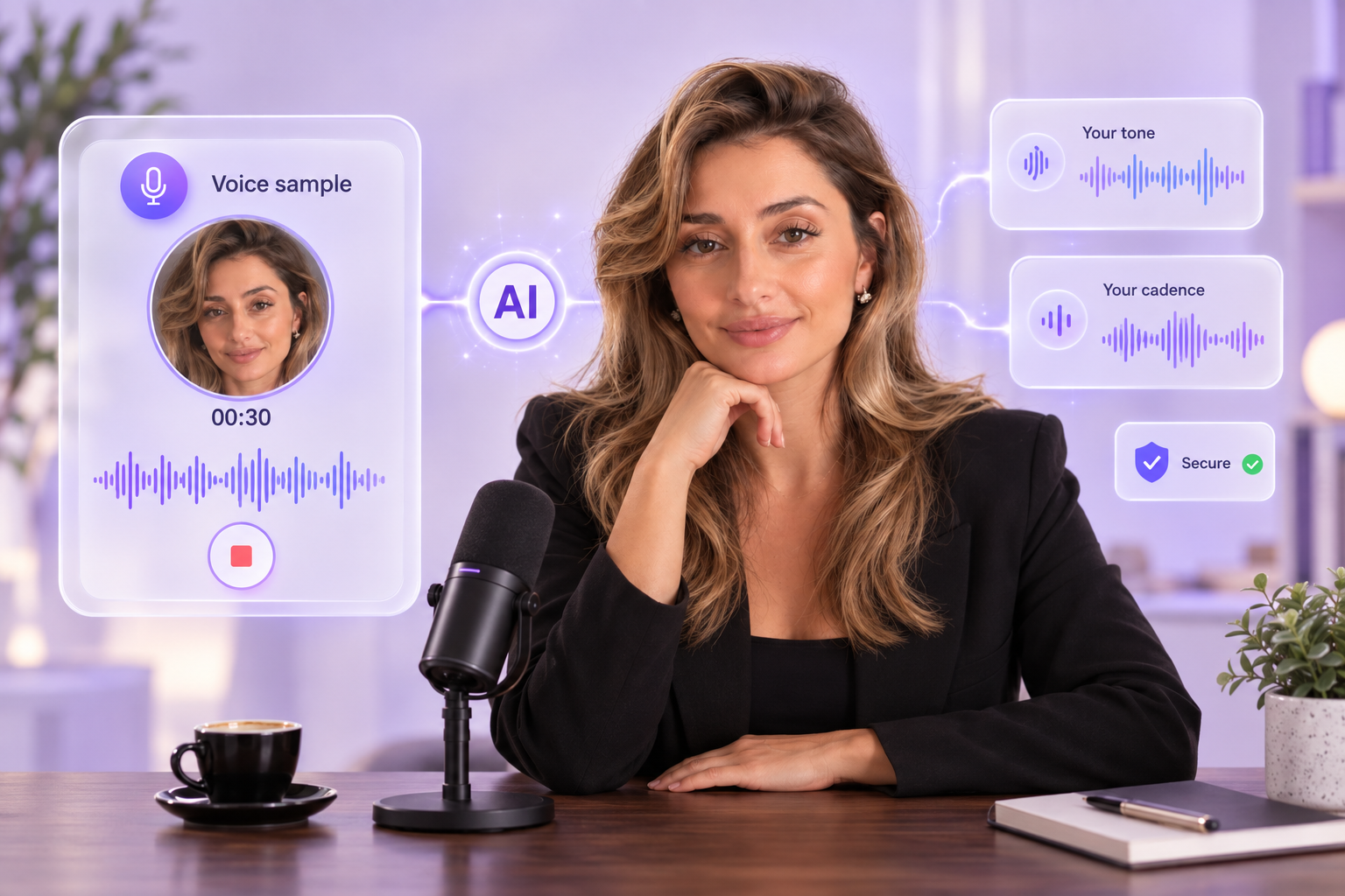 TwinClips AI 30-second voice cloning interface inside the browser