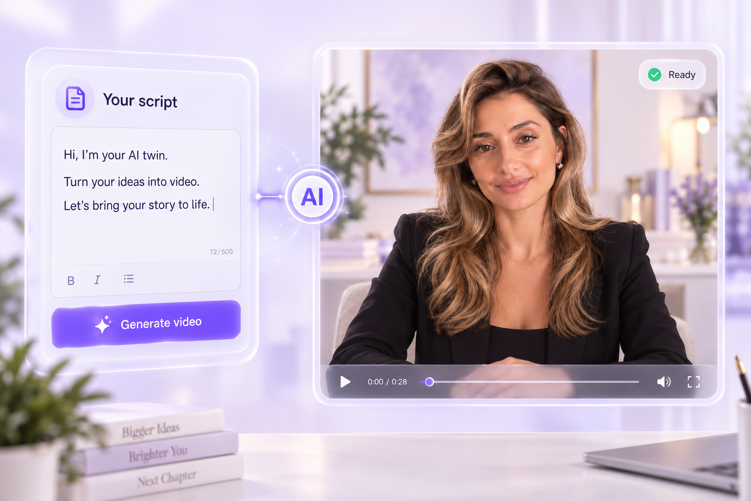 TwinClips AI script-to-video generation and AI hook writer