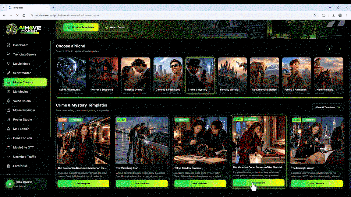 Step 2 inside Unlimited Movie — locking consistent AI characters and lip-sync dialogue across multiple scenes