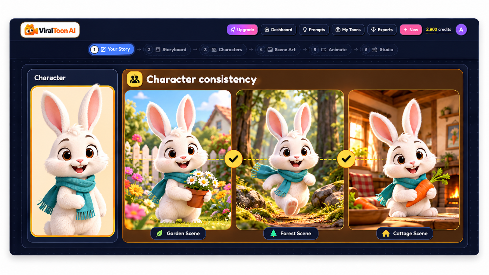ViralToon AI character consistency feature graphic