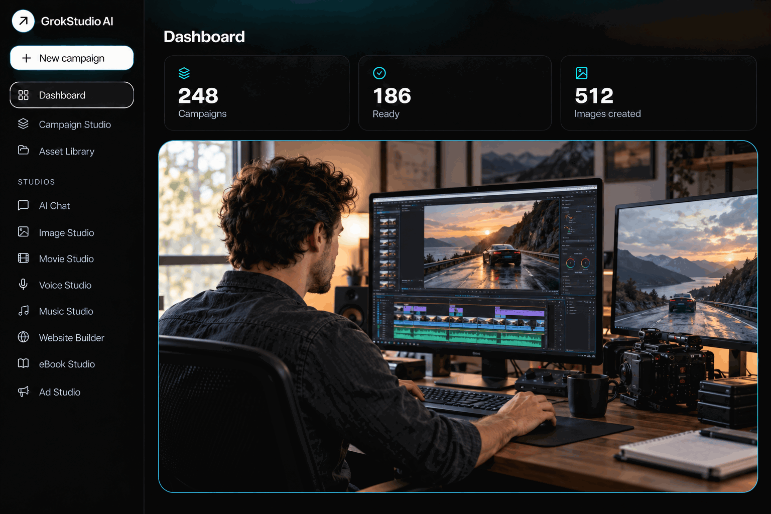 Cinematic text-to-video feature graphic supplied with the review materials