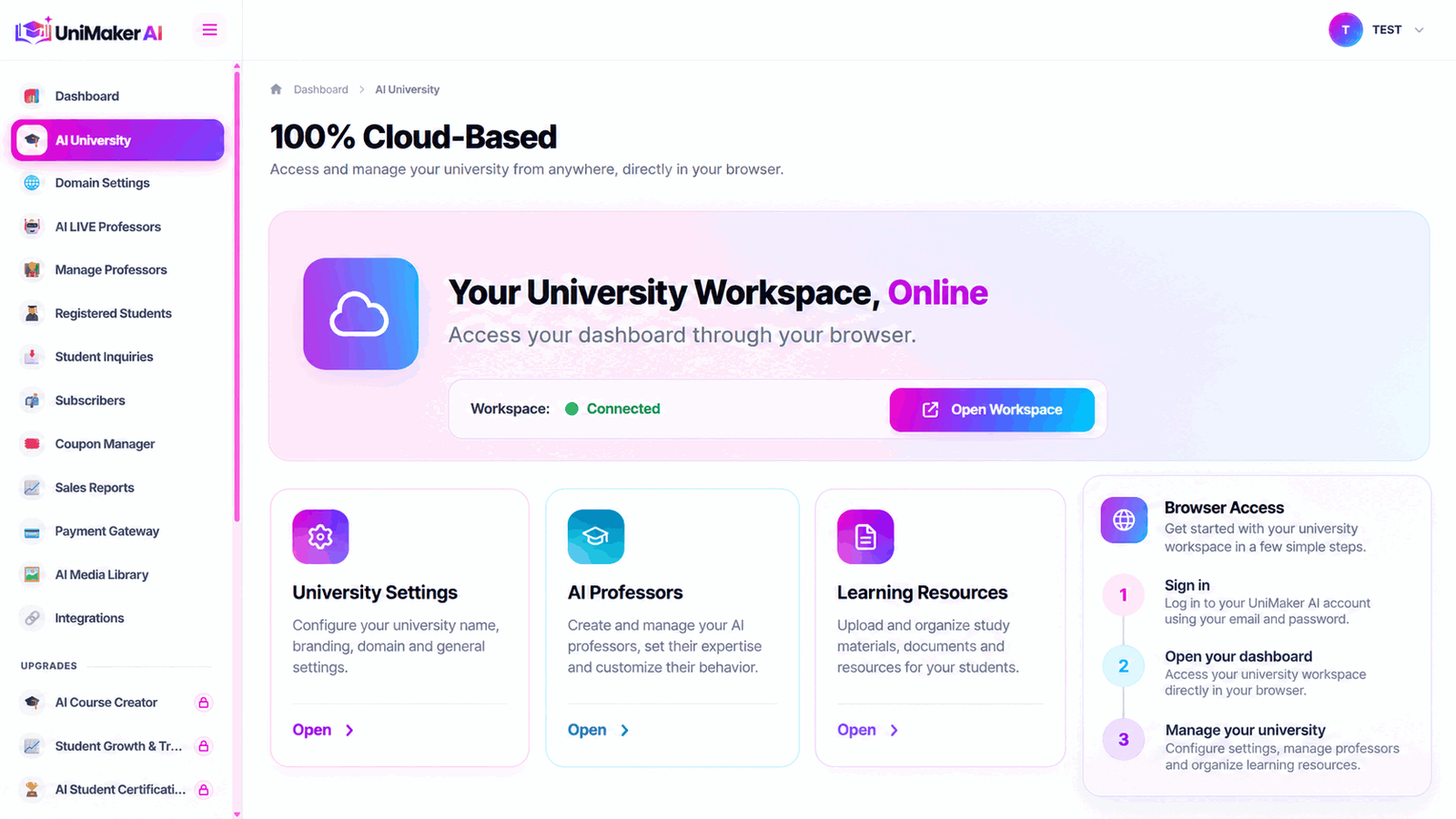 UniMaker AI 100% Cloud-Based Platform Architecture